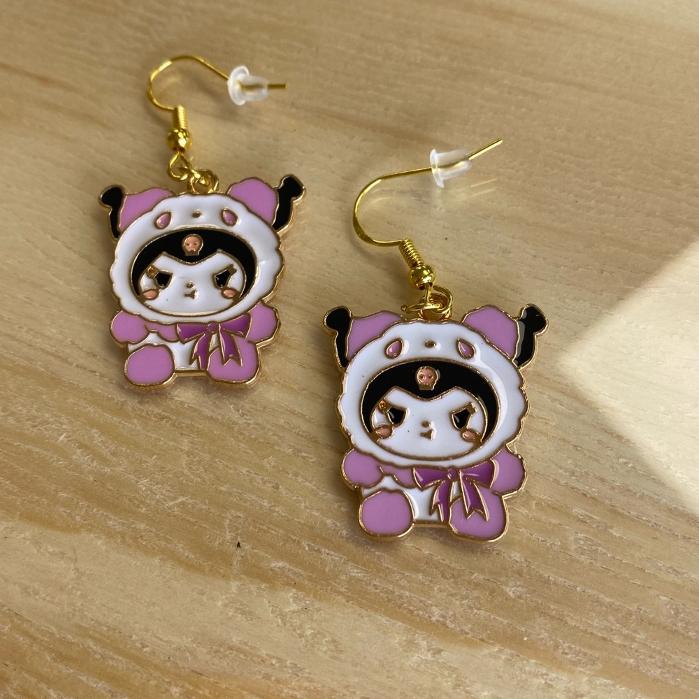 Sanrio kuromi enamel earrings sterling silver stamped